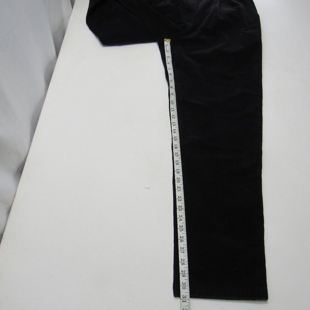 Vintage L.L.Bean Women's Black Corduroy Chino Everyday Pleated Trousers Pants - Picture 8 of 8